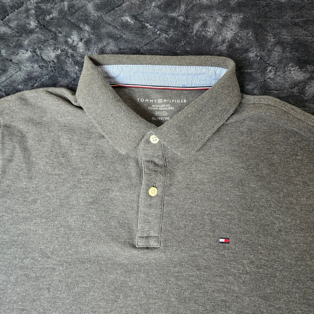 Tommy Hilfiger Charcoal Gray Regular Fit Short Sleeve Polo Shirt - Size XL